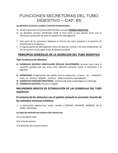 Funciones Secretoras del Tubo Digestivo 