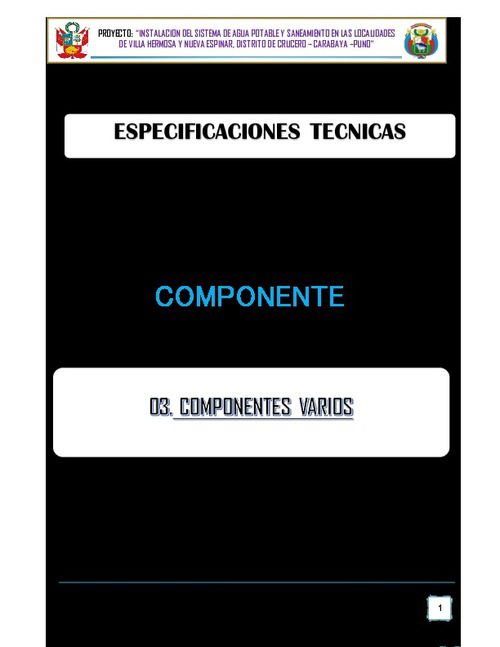 Especificaciones Tecnicas Componentes Varios