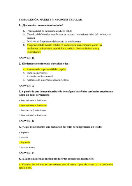 Lesión, Muerte y Necrosis Celular 