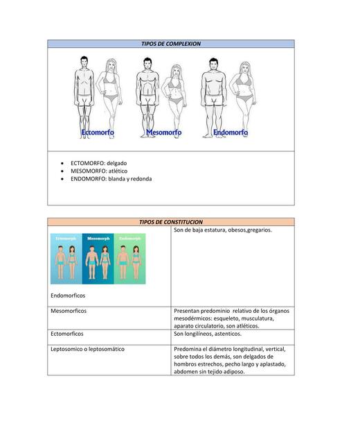 Tipos de Complexión Marcha y Constitución