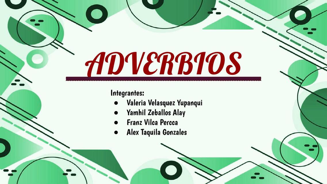 Adverbios - Trabajo Grupal