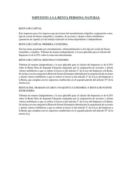 Impuesto a la renta persona natural | Yanedh Mamani | uDocz