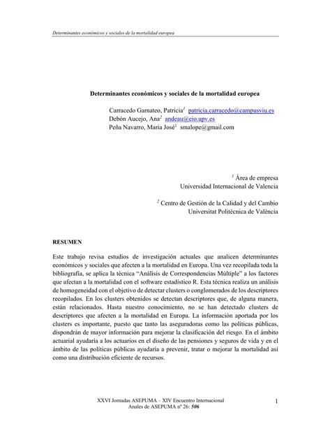 Determinantes económicos y sociales de la mortalidad europea 