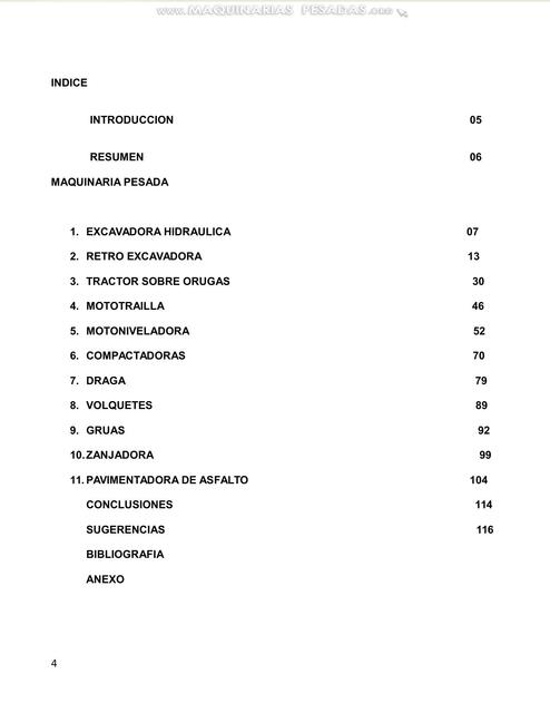 Maquinarias Pesadas Construcción Obras Civiles tipos Clasificación Rendimiento Componentes Aplicaciones y Costos