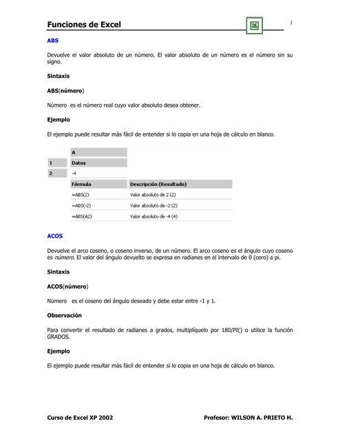 Funciones de Excel 