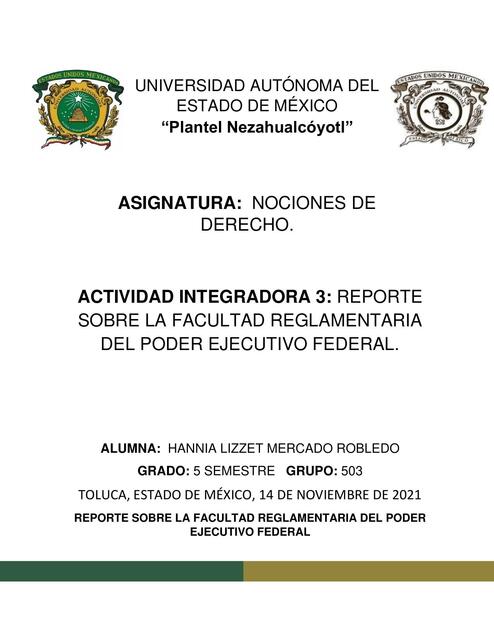 Facultad reglamentaria del poder ejecutivo federal