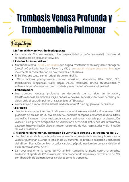 Trombosis Venosa Profunda y Tromboembolia Pulmonar