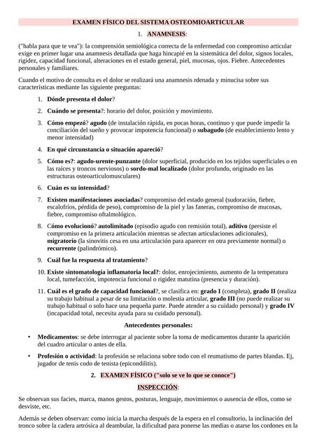 Semiología del Sistema Osteomioarticular