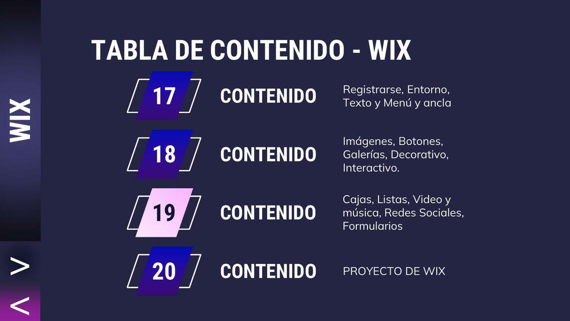 Contenido WIX