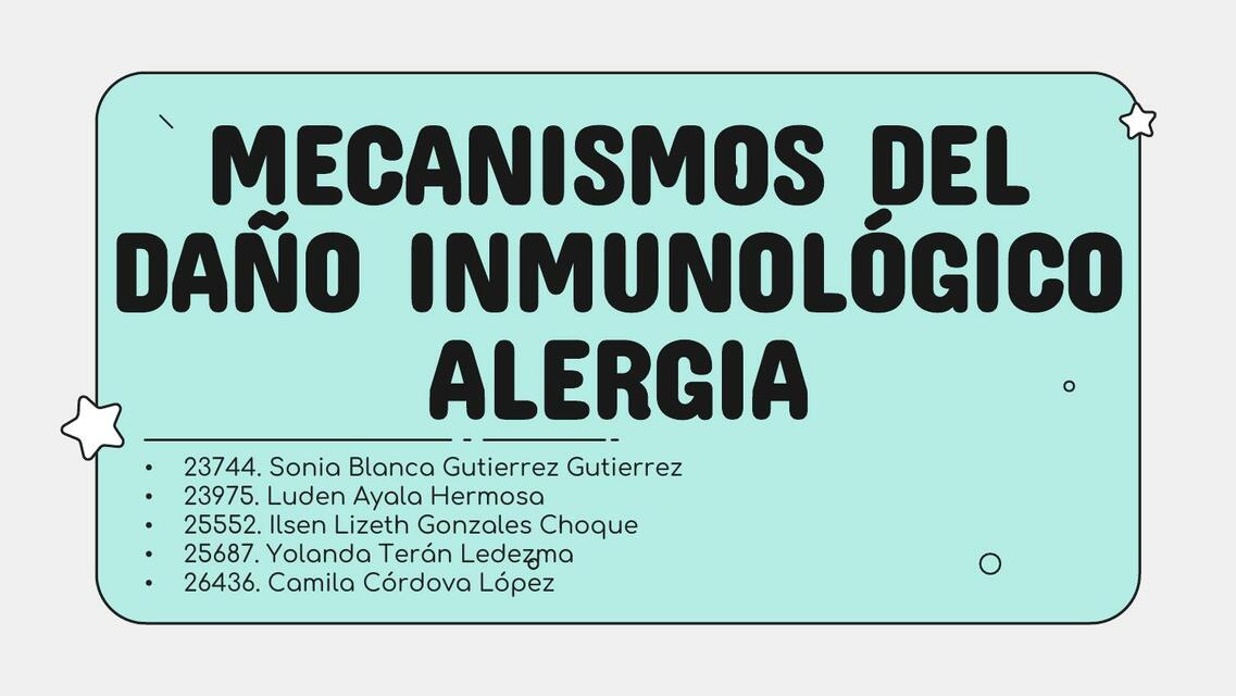 Mecanismos del Daño Inmunológico Alergia