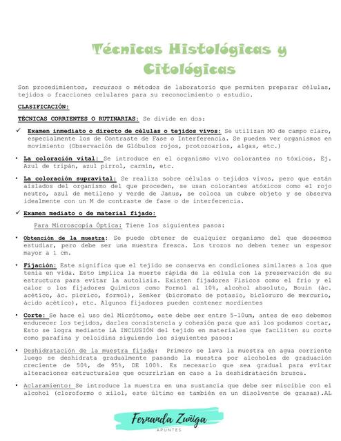 Técnicas Histológicas y Citológicas