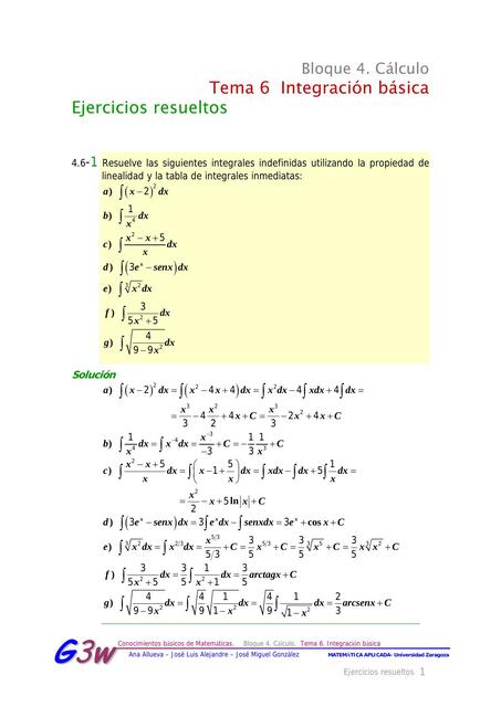 Integración Básica- Ejercicios resueltos