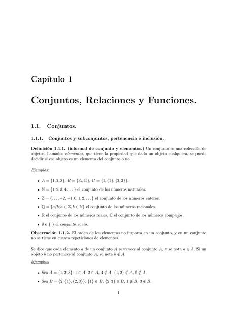 Conjuntos, Relaciones y Funciones - Álgebra de la UBA