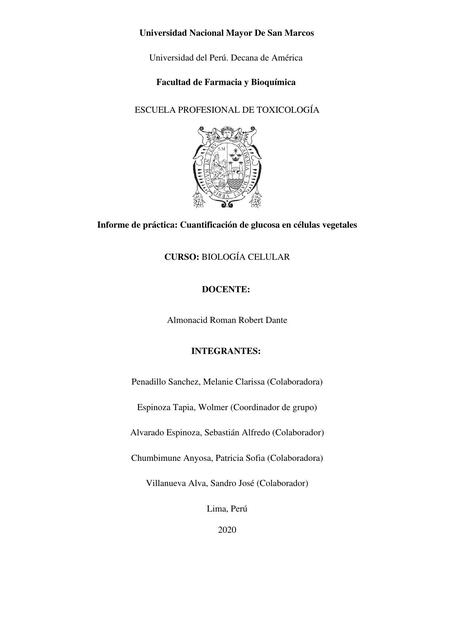 Informe de Práctica-Cuantificación de Glucosa en Células Vegetales