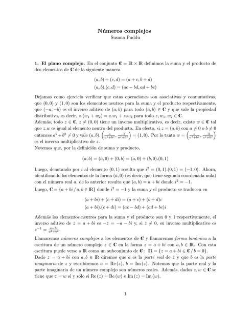 Números complejos - Álgebra de la UBA