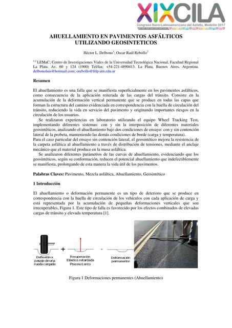 Ahuellamiento en pavimentos asfálticos utilizando geosintéticos