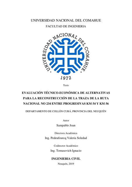 Evaluación técnico-económica de alternativas para reconstrucción de una ruta nacional