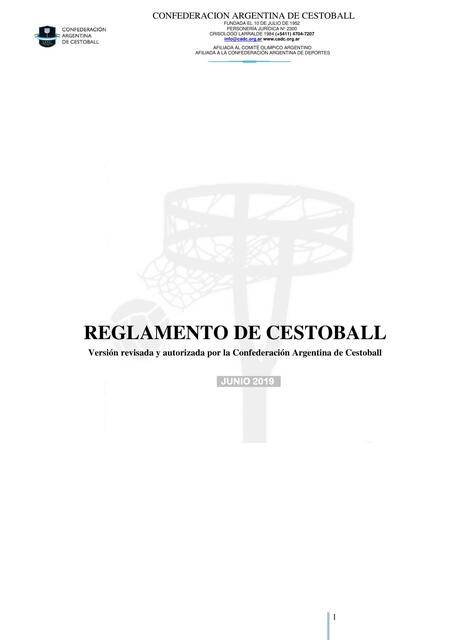 Reglamento Oficial de Cestoball