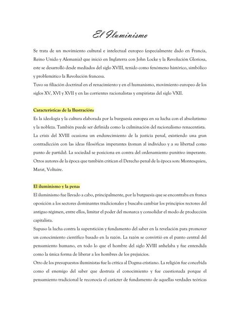 El Iluminismo en el derecho penal 