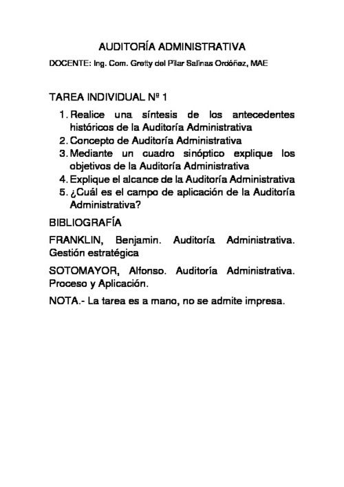 Tarea Individual 1 Auditoría Administrativa