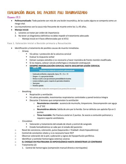 Evaluación Inicial del Paciente Politraumatizado