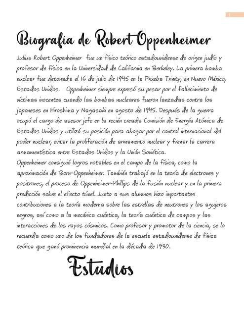 Biografía de Robert Oppenheimer