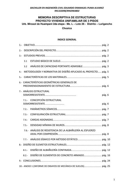 Memoria Descriptiva de Estructuras