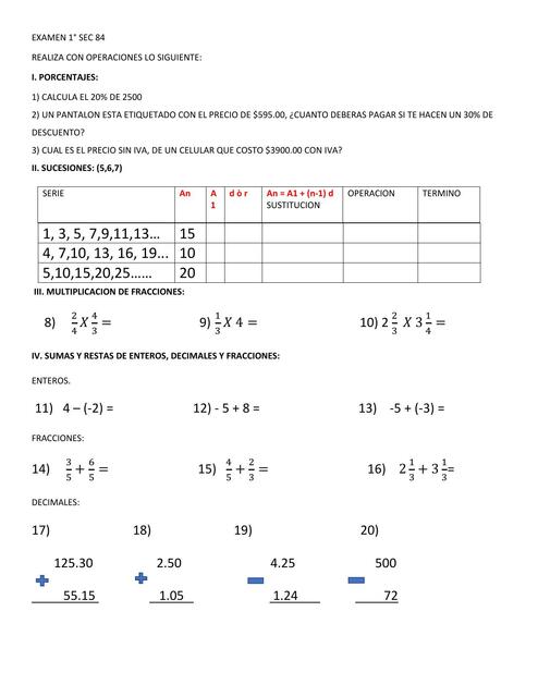 Examen de Porcentajes