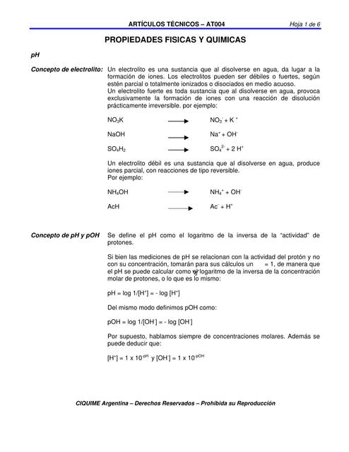 Propiedades Físicas y Químicas