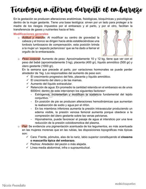 FISIOLOGÍA MATERNA DURANTE EL EMBARAZO 