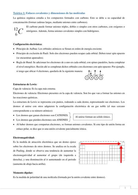 Enlaces Covalentes y Dimensiones de Moléculas