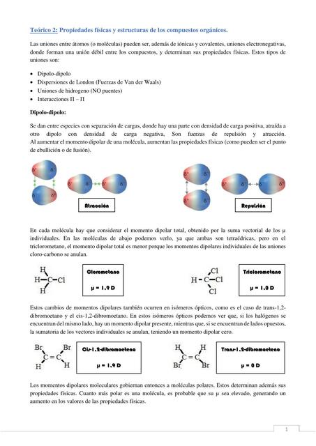 Teorico 2: Propiedades fisicas y estructuras de los compuestos organicos