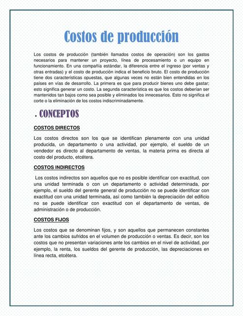 Costos de Producción