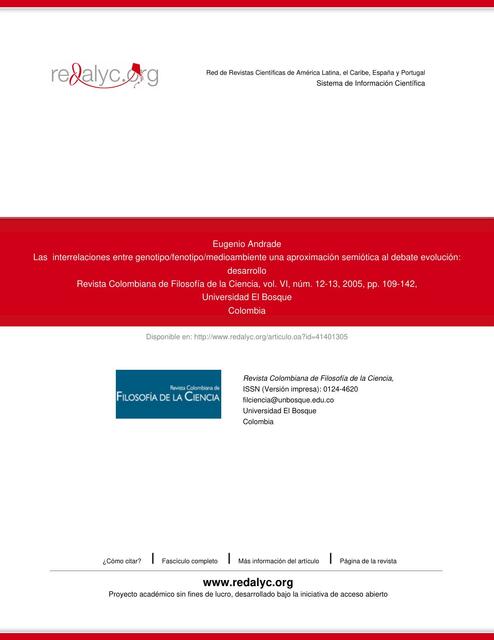 Las Interrelaciones entre Genotipo- Fenotipo- Medio Ambiente una Aproximación Semiótica al Debate Evolución: Desarrollo