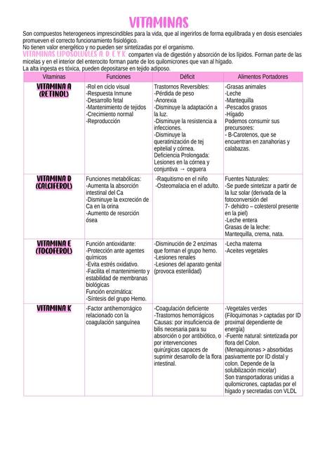 Vitaminas y Minerales