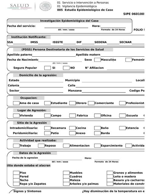 Investigación Epidemiológica del Caso