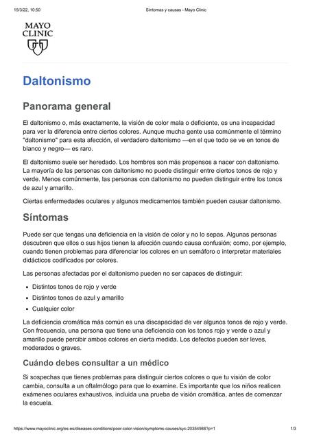 Daltonismo: Síntomas y Causas