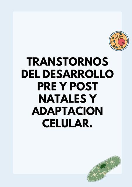 Transtornos del Desarrollo Pre y Post Natales y Adaptación Celular 