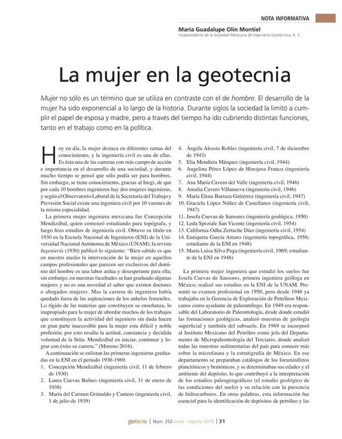 La mujer en la geotecnia