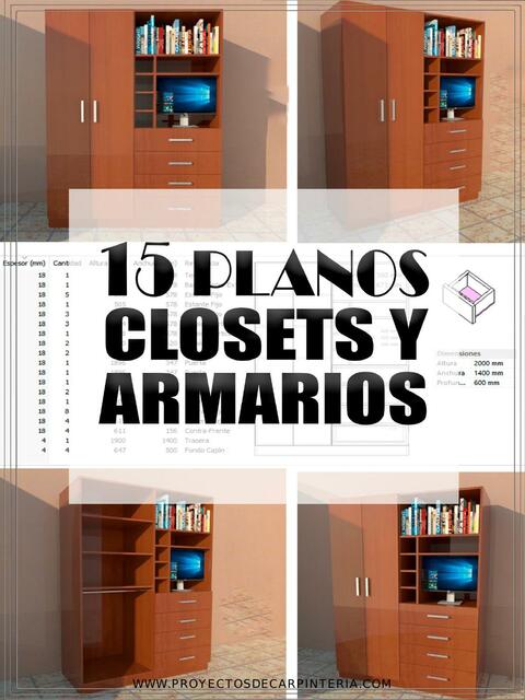 15 Planos de Closets y Armarios de Madera