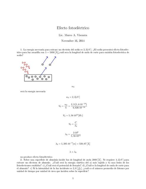 Efecto Fotoelectrico Ejercicios Resueltos