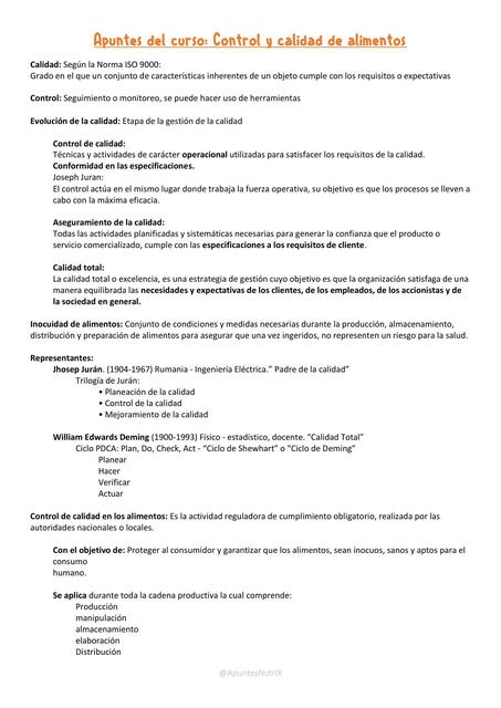 Apuntes de Control y calidad de alimentos