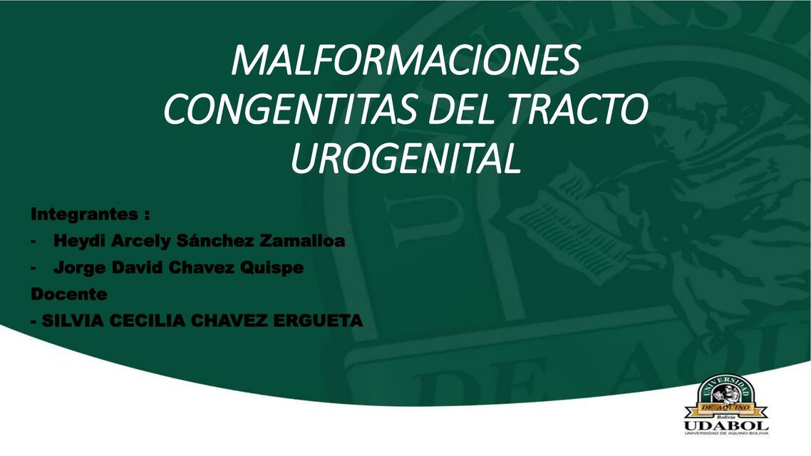 Malformaciones Congénitas del Tracto Urinal