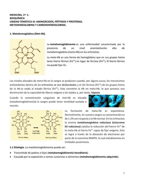  Metahemoglobina y carboxihemoglobina