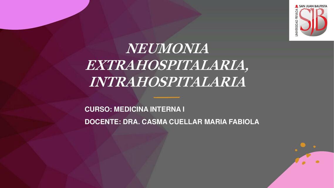 Neumonía extra e intra hospitalaria