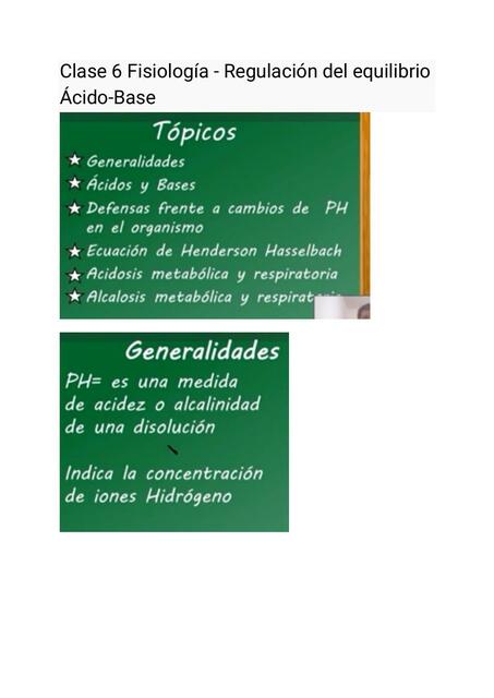 Fisiología- Regulación del Equilibrio Ácido Base