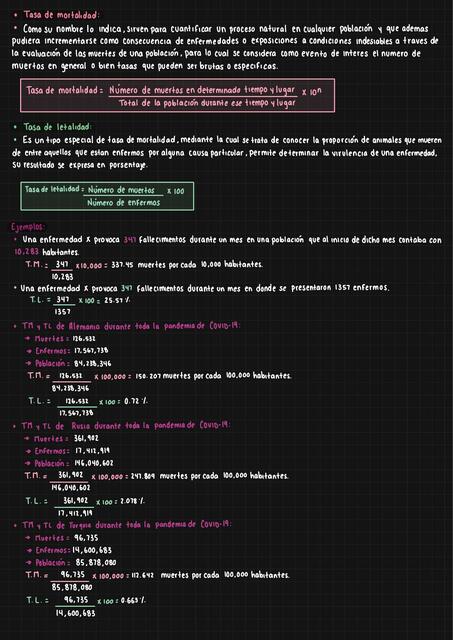 Tasa de mortalidad y tasa de letalidad