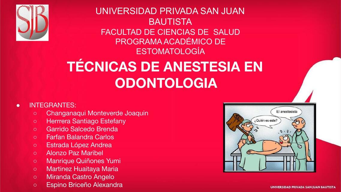 Técnicas de anestesia en odontología