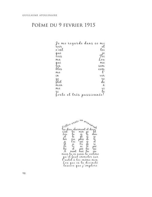 Caligrama - Poema del 9 de Febrero de 1915