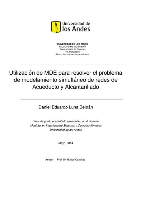 Utilización de MDE para resolver el problema de modelamiento simultáneo de redes de Acueducto y Alcantarillado